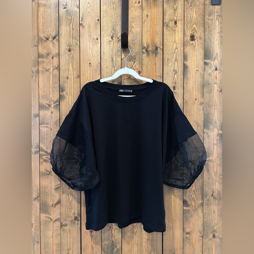 Zara Black Puff Sleeve Top
